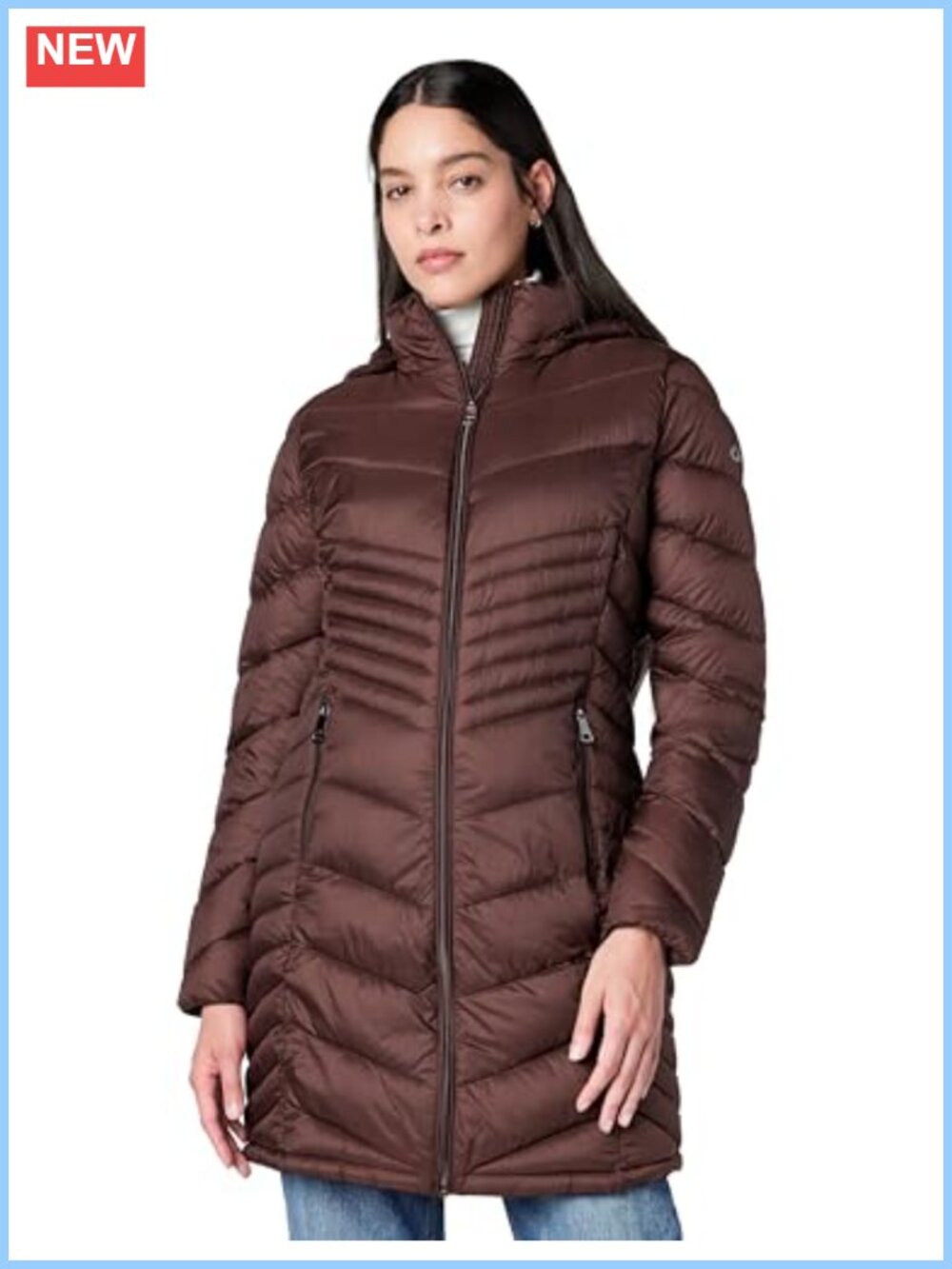 Nylon Quilted Puffer Coat Longline Hooded Winter Jacket